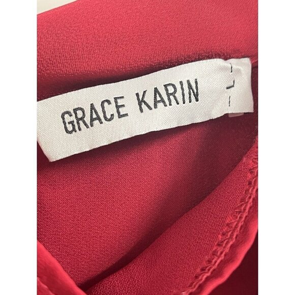 Grace Karin One Shoulder Red Maxi Dress Valentines Day Sz Large - Picture 4 of 6